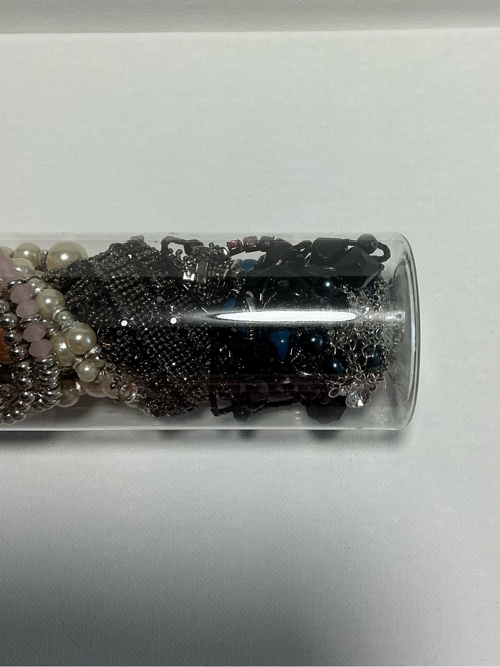 Clear Jewelry Tube Filled with 25 Mixed Costume Jewelry - Multicolor Items. - Picture 7 of 15